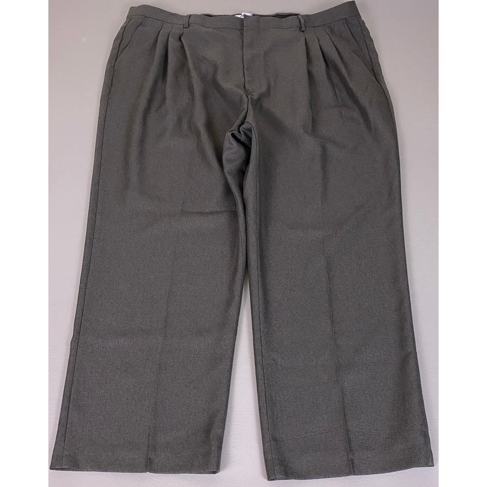 Kings Court Dress Pants Mens Size 48x28 Pleated Charcoal Gray Big 100% Polyester